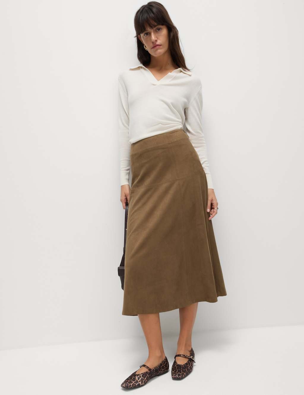 Marks & Spencer Womens Midaxi A Line Skirt in Tan - M&S