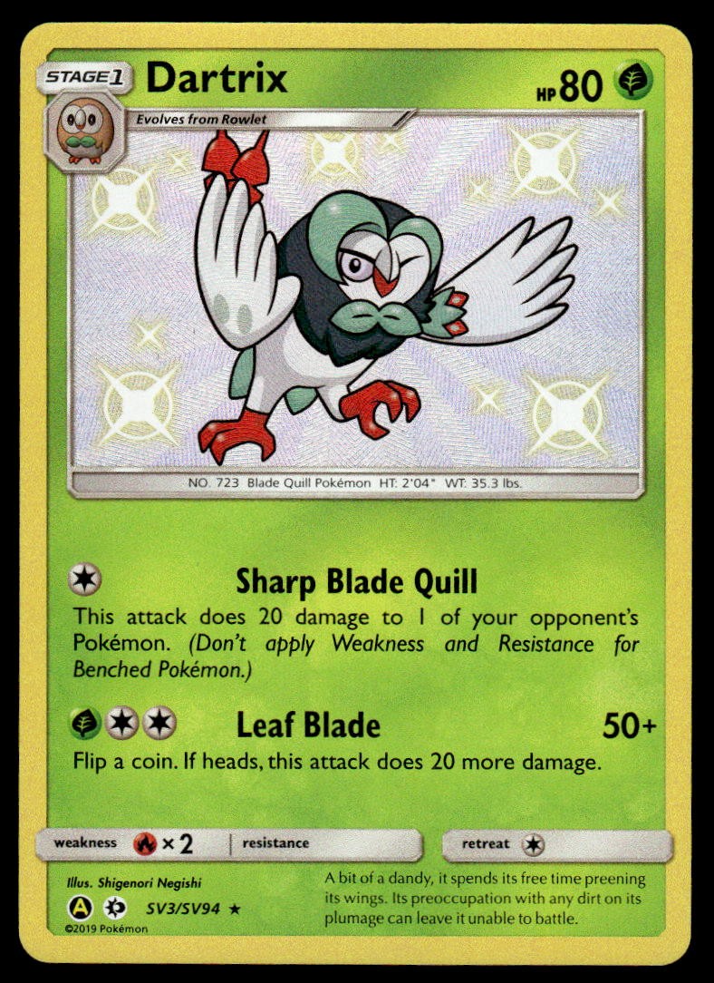 Pokemon TCG Hidden Fates #SV3/SV94 Dartrix NM