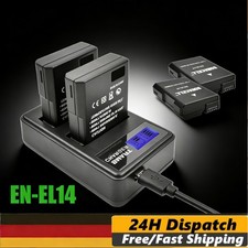 4x EN-EL14 batteria + caricatore LCD doppio per Nikon D3100 D3200 D5100 D5200 D5300 P7800