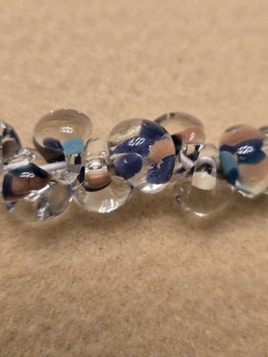 Unicorne Teardrop Glass Bead Strand, 13mm, Blue/Peach Multi, 23 Per Strand