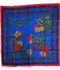 VTG Challis by Berkshire Scarf Woven Acrylic Japan Floral Fringed Jewel Tone