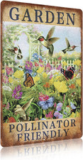 Vintage Garden Signs Pollinator Friendly Retro Yard Metel Tin Signs Outdoor Alum