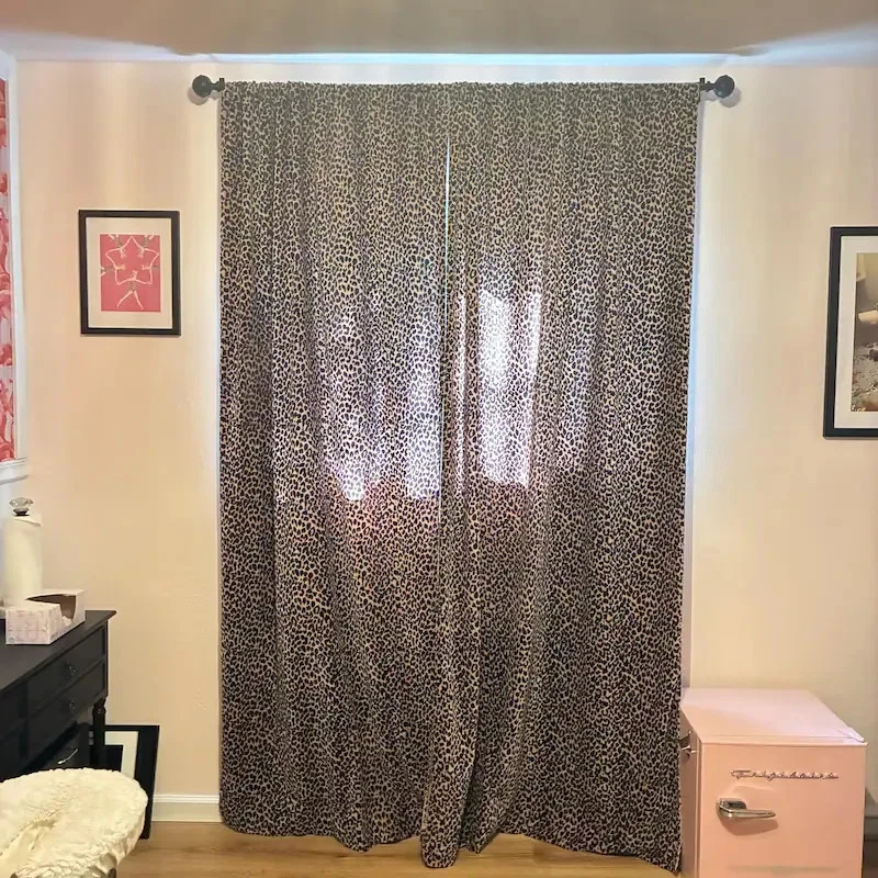 Leopard Print Velvet Curtains Vintage Style Cotton Fabric Boho Luxury Drapes
