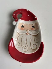 Johanna Parker  Santa Claus Ceramic Spoon Rest Retro Christmas Holiday Decor NEW