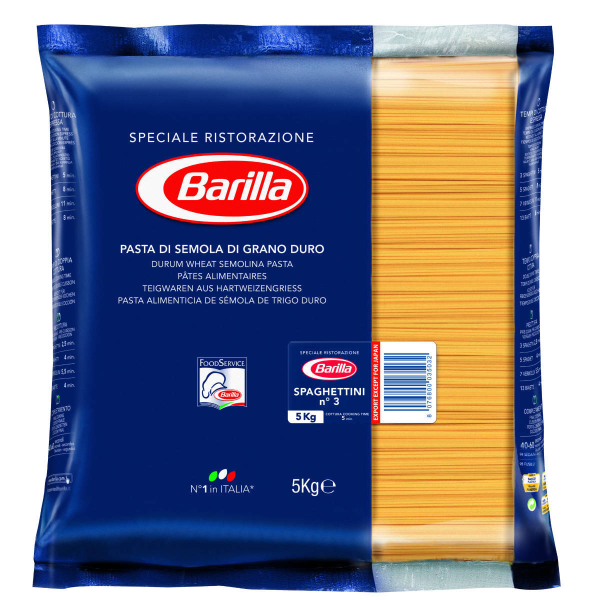 Barilla Basta Fideos Spaghettini Número 3 Hartweizennudeln