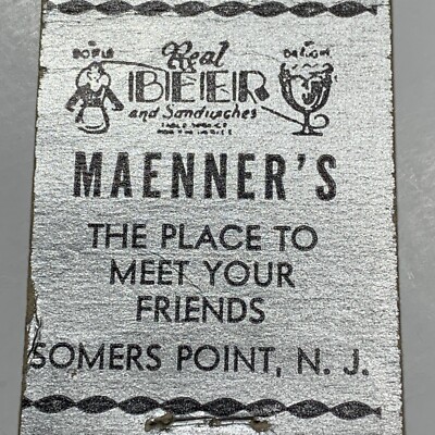Somers Point New Jersey Matchbook Cover Maenner s Cafe Restaurant Beer