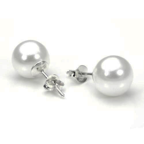 Elegant Ohrringe Damen Von Perlen aus Silber 925° - Verschiedene Größen 4 A 10mm - Bild 6 von 6