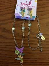 Disney's Tinker Bell 16" / 17" Necklace  Pierced Post Earrings Set New on Card