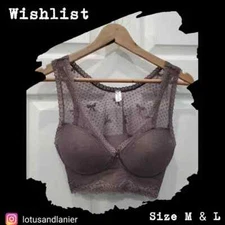 Wishlist Sheer Lace Bralette w/ Bow Design Sz M & L
