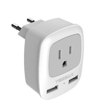 European Travel Plug Adapter, TESSAN International Power Plug with 2 USB, Typ...