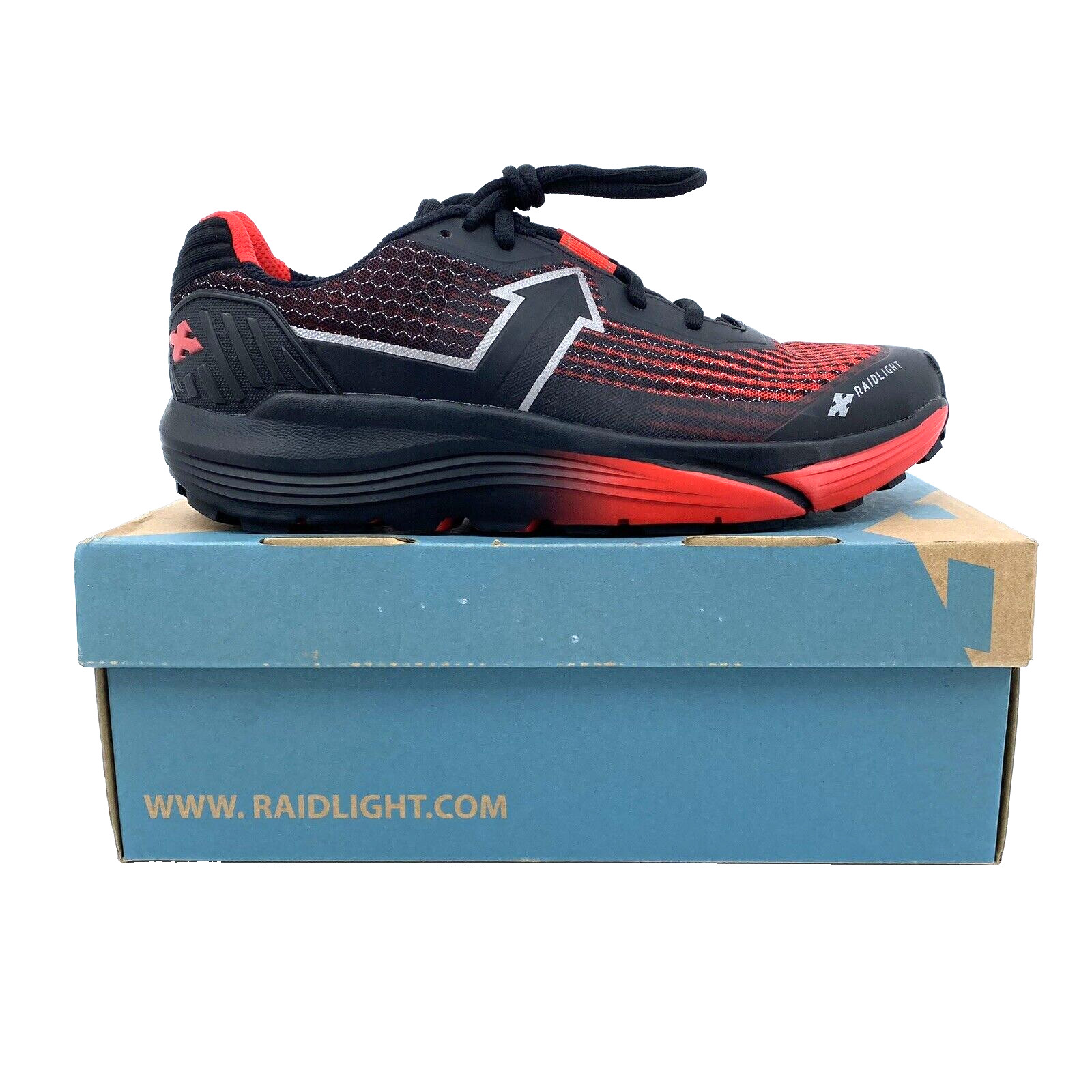 NUEVOS Zapatos para Correr para Hombre 9 EE. UU. Raid Light Responsiv Ultra Trail Negro/Rojo Raidlight