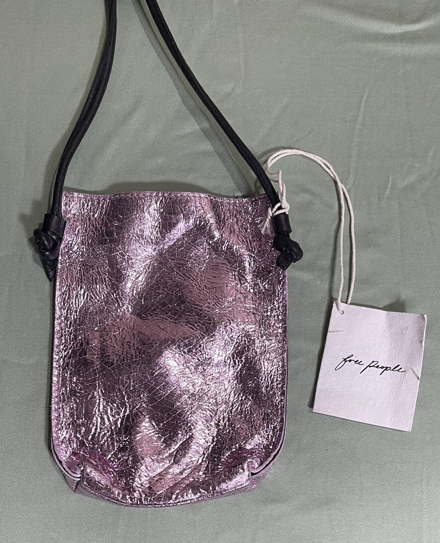 Free People Glitter Damsel Metallic Pink Leather Crossbody  display picture 1