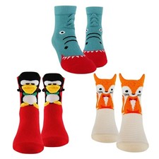 Sockmate Kid's Wide Mouth Ocean Animal Socks-3 Pair Pack Crew Socks