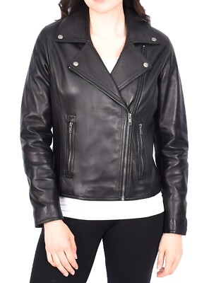 Damen Leder Motorrad Jacke klassischer Biker Style mehrere Farben verfügbar