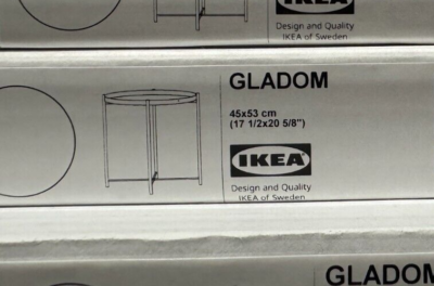 New IKEA GLADOM Tray Table White 45x53 cm (17 ½x20 ⅝ 