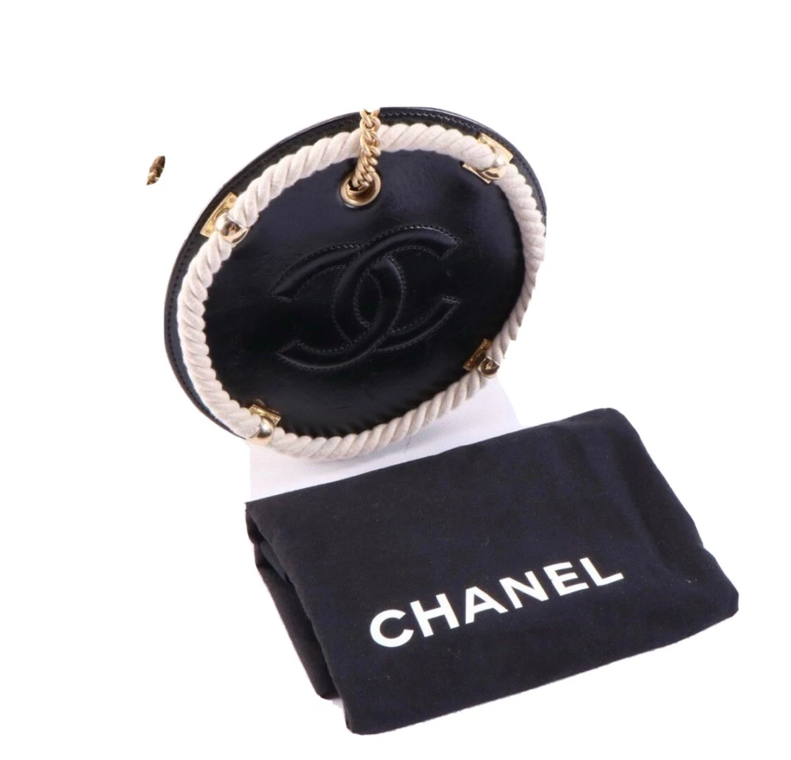 Chanel Mini Round Purse Vanity Lambskin Leather Black  STYLISHTOP