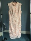 Gina Bacconi Juno Pink Lace Overlay High Neck Dress Size UK 8/10 Wedding Guest
