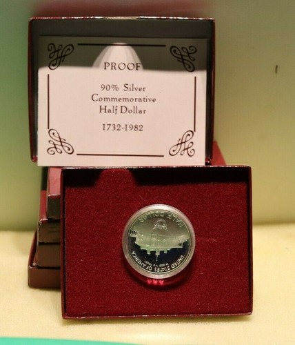 (5) 1982 PP George Washington PP Commem. Hälften Silber Box/Coa.