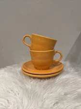 (2) Fiesta Ware Tea Cups and Saucer Sets Orange Home Laughlin