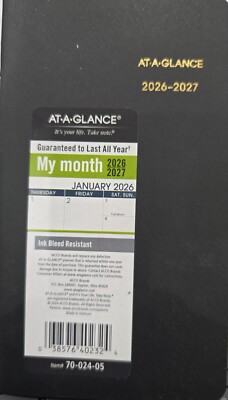 AT-A-GLANCE 2 Year Monthly 2026-2027 Planner 3.5'' x 6'' Pocket Size (700240526)