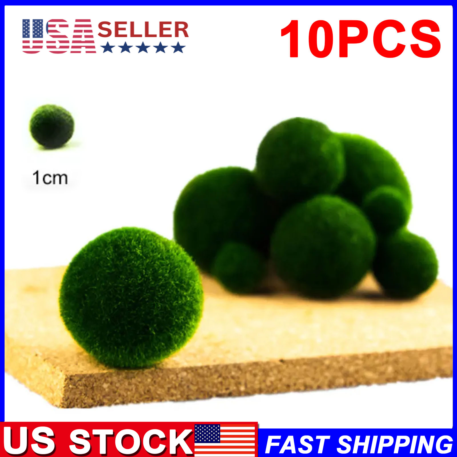 10X Marimo Moss Ball Cladophora Live Aquarium Plant Fish Aquarium Decor