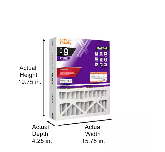 HDX 16x20x4 Honeywell Replacement Pleated Air Filter FPR 9, MERV 13 eBay