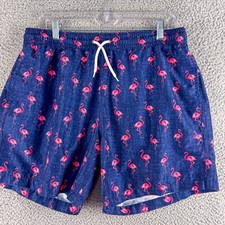 Trunks Swim Shorts Mens Large Blue Pink Flamingo Casual Swim Beach Pool QuickDry