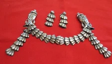 Two Los Castillo Sterling Silver Taxco Mexico Vintage Brooch Pins  Earrings pair