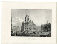 Antique Print-CITY HALL-DELFT-HOTEL DE VILLE-Jobard-Cloet-1825