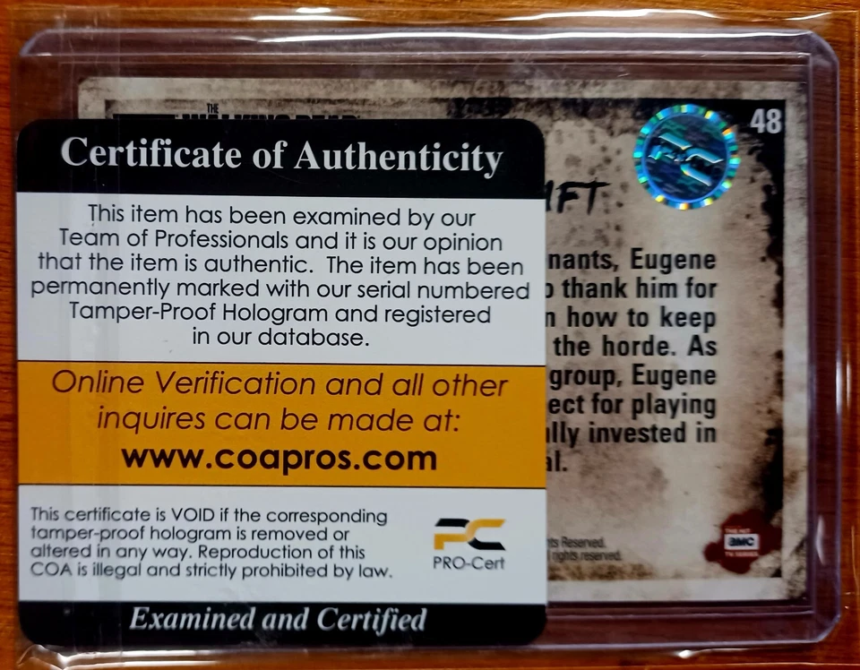 TWD Season 8 Eugene Porter Trading Card W/Autograph - Image 2 of 4