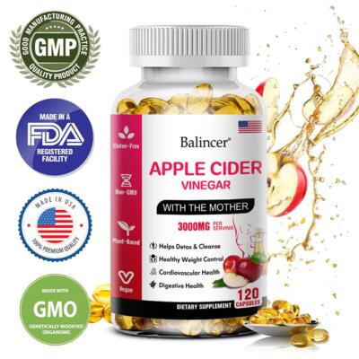 Apple Cider Vinegar Capsules, - 3000mg, Weight Management, Detoxification And...