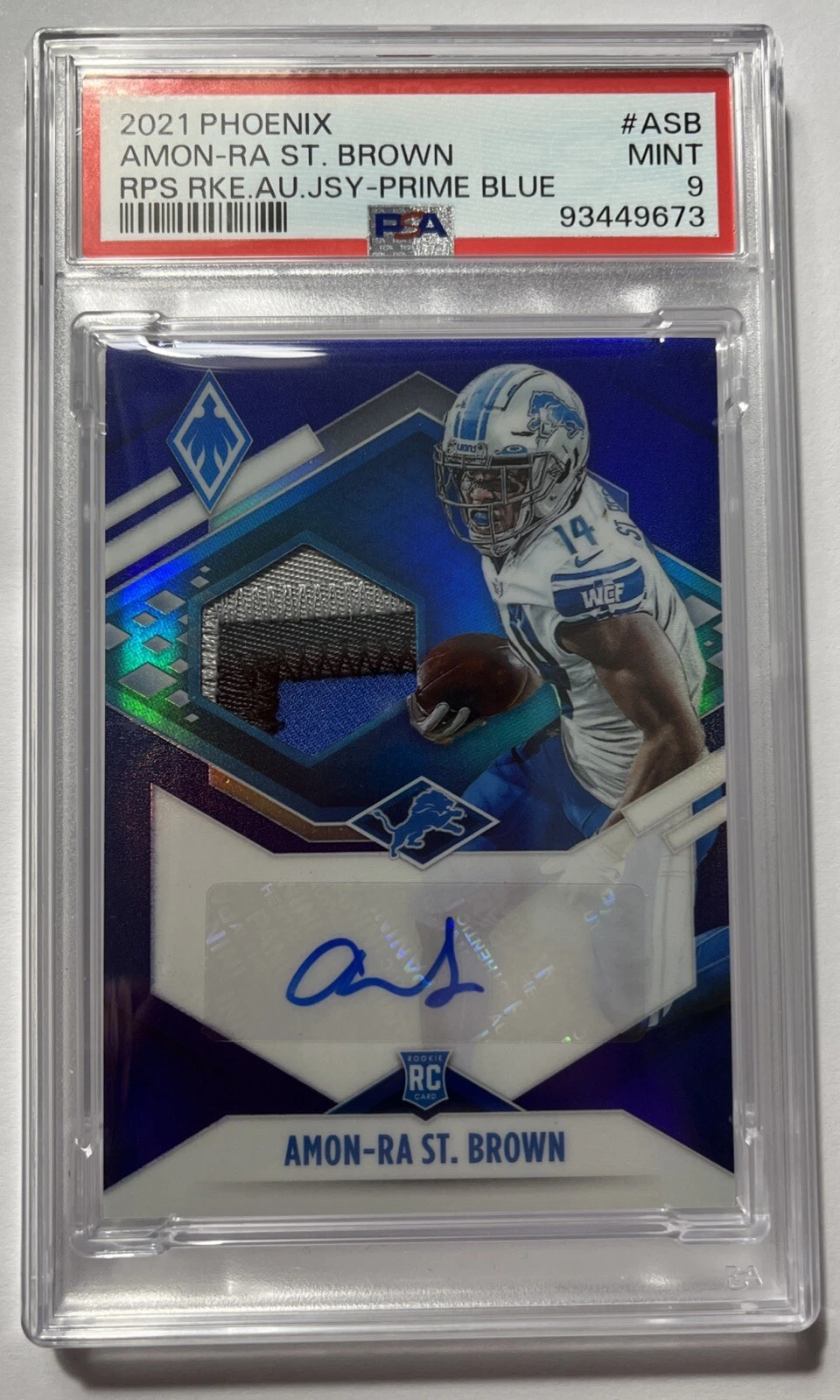 Amon-Ra St. Brown Panini Phoenix Rps Rookie Auto Jersey #ASB Prime Blue