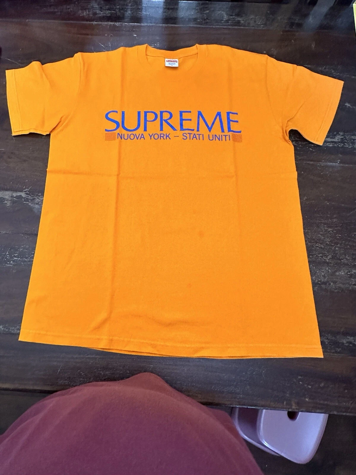T shirt Supreme Nuova York Stati Uniti streetwear Hypebeast taille M orange