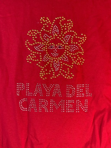 yazbek short sleeve t-shirt red sun embellished playadel carmen medium READ - Picture 3 of 5