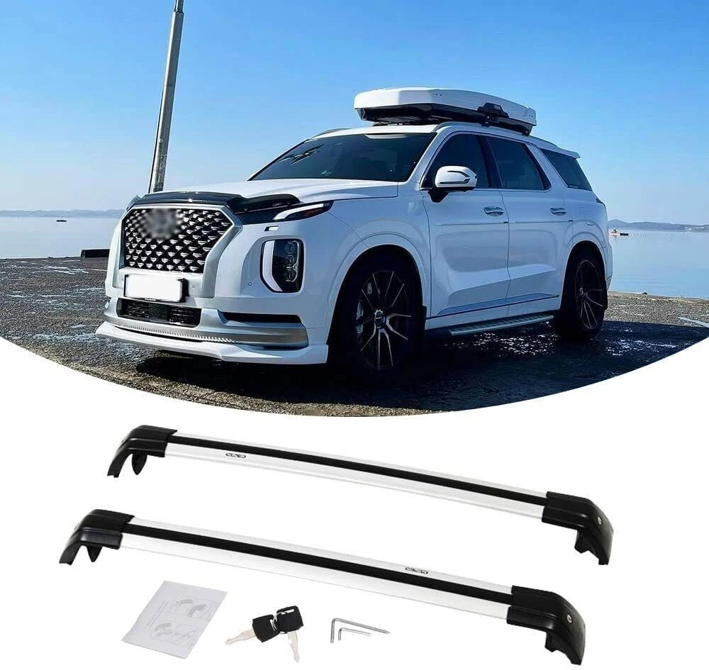 Lockable Crossbars Fits for 2019-2024 Hyundai Palisade Roof Rack Rail Cross  Bars