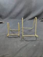 Set of 2 gold toned twisted metal plated artwork display easel stand Size -pics