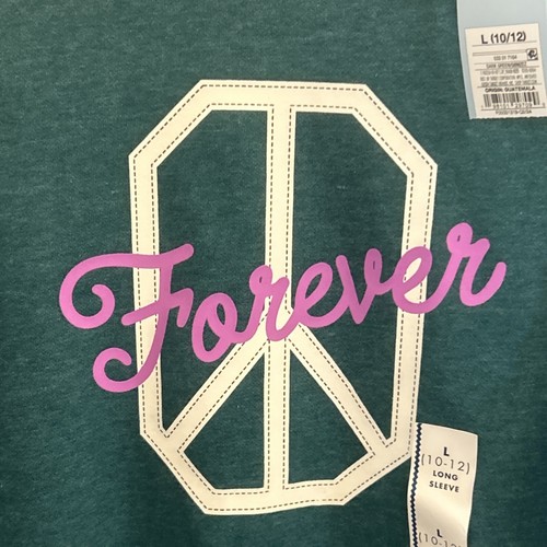 NWT Girls' Fleece Crew Pullover Sweatshirt - Cat & Jack, Dark Green Size Large - Picture 8 of 16
