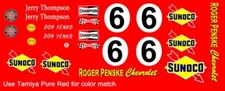 #6 Roger Penske Chevrolet Sunoco Corvette 1967 1/24th - 1/25th Scale Decals