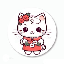 Cute Cartoon Cat Favors Scrapbook Stickers Envelope Seals Kitty Cat Labels