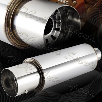 JDM 4'' N1 Tip T304 Stainless Steel Exhaust Resonator Canister Muffler 2.5'' Inlet