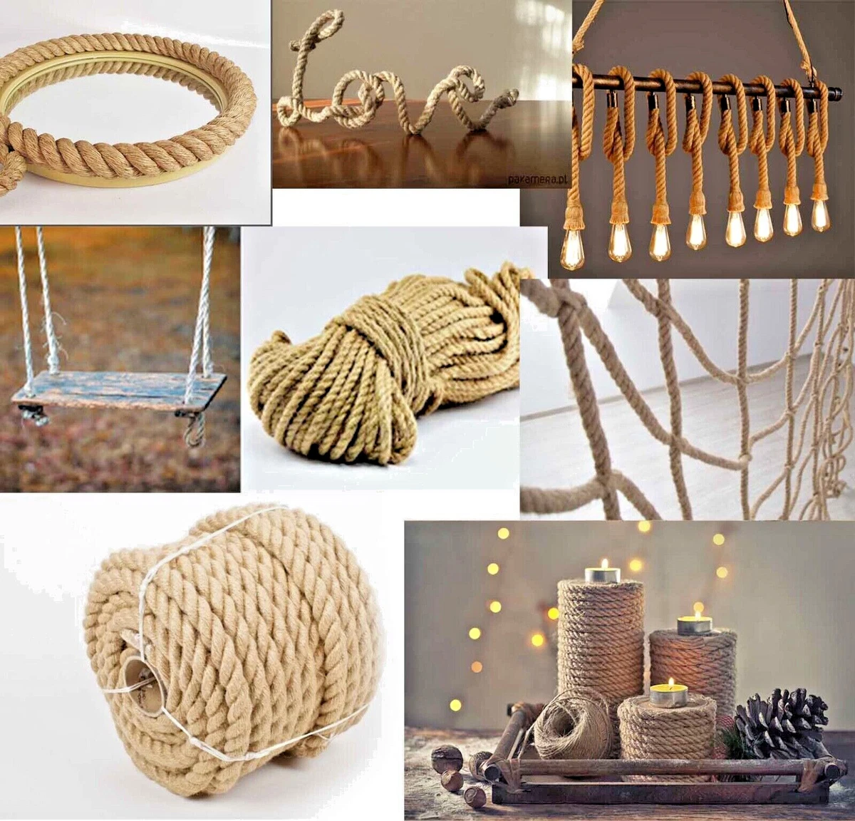 Jute Rope Hessian Twisted Cord Boat Decking Ropes Braided Garden