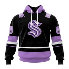 Personalized Seattle Kraken Home In Lavender Hockey Fight Cancer Hoodie