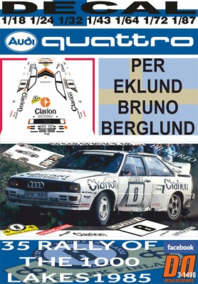 DECAL AUDI QUATTRO A2 P.EKLUND R.OF THE 1000 LAKES 1985 6th (01)