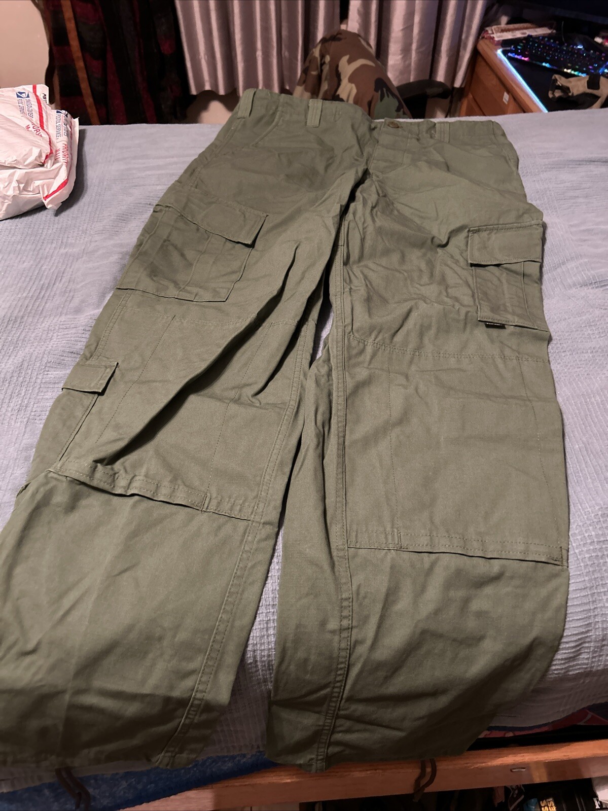TRU-SPEC Mens Pants Tactical Ripstop Cargo Green Military Outdoor Large Long
