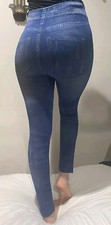 Women's Leggings Faux Denim Jeans Printed Slimming Pencil Pants Yoga One Size