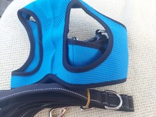 New Dog Harness And Leash. Size Med. Blue.