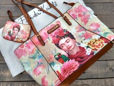 Frida Kahlo Tote Bag Purse With Coin Purse And Dust Bag 