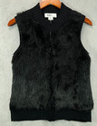 KIKIT Womens Faux Fur Vests Medium Black Ribbed Back Zip Sleeveless Ladies