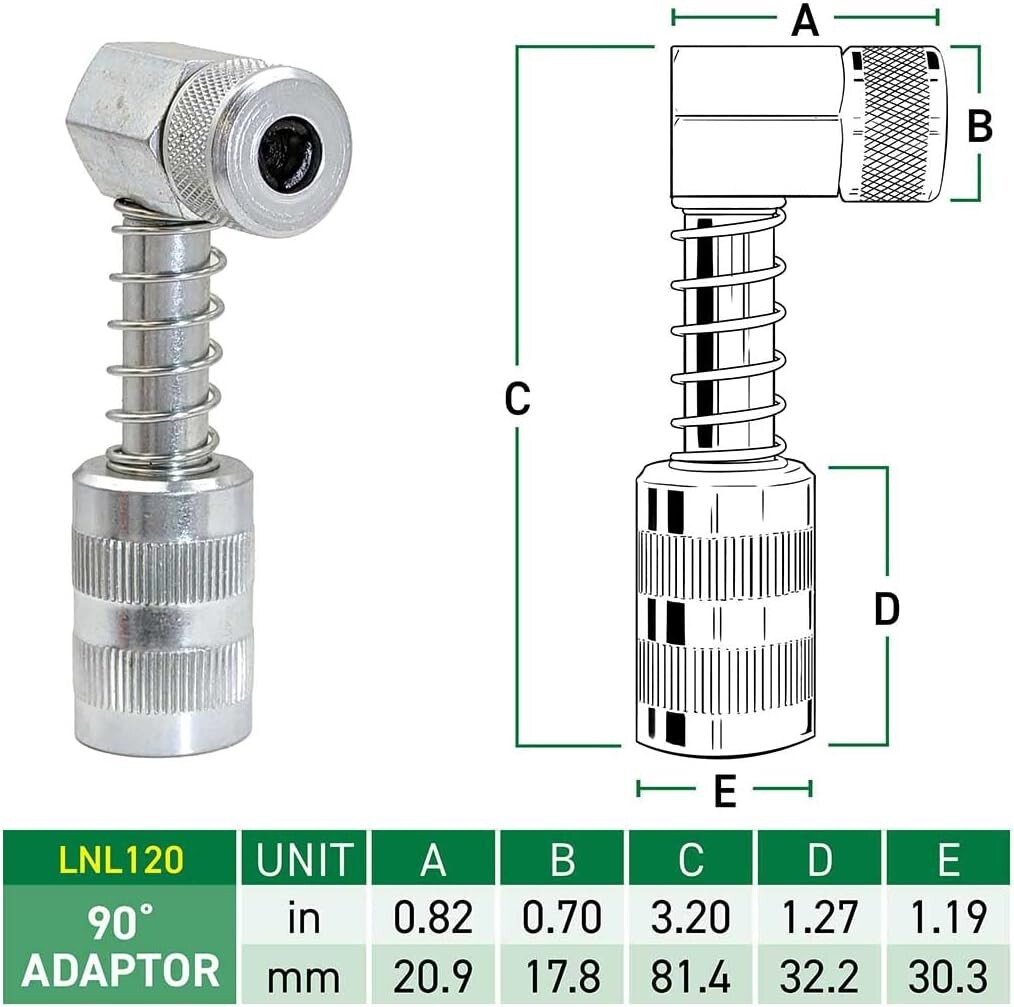 Grease Nozzle Grease Gun- Accessory 90 Degree Grease Coupler Adapter