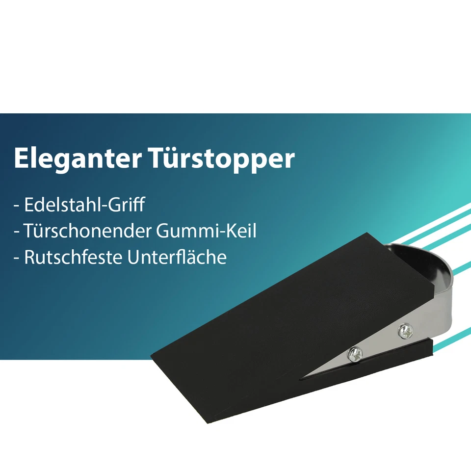 Westcott Türstopper Keilform Schwarz, Gummi Keil rutschfest,12 x 5 x 3 cm - Bild 2 von 4